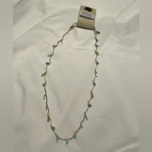 Anthropologie Jewelry - Anthropologie Gold-Tone Necklace with Blue and Green Beads